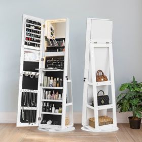 Jewelry Armoire with Full Length Mirror 360° and Large Capacity Jewelry Organizer Armoire; Lockable Mirror with Jewelry Storage; Multi Storage Shelves