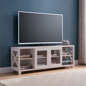 60" Farmhouse Home Entertainment Center, TV Stand with 4 Shelves and Transparent Center Cabinet