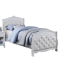 White Twin Size Bed Youth Bedroom Furniture White Faux Leather Headboard Footboard Plywood 1pc Bedframe