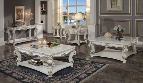 ACME Vendome Sofa Table, Antique Pearl Finish LV01528