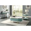 Glam Contemporary Light Teal 1pc End Table White Faux Marble Top Living Room Table Open Bottom Shelve
