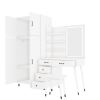 Makeup Vanity Table and Large Armoire Wardrobe Set, Dressing Table with LED Mirror and Power Outlets and 5 Drawers, 4 Door Bedroom Closet, White