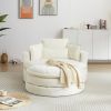 52'Swivel Accent Barrel Modern Beige Sofa Lounge Club Big Round Chair with Storage Ottoman chenille Fabric for Living Room Hotel with 4 Pillows