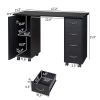 Double Edged Manicure Nail Table with Drawer Black