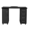 Double Edged Manicure Nail Table with Drawer Black