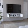Adel Floating TV Stand, Sleek Wall-Mounted Console with 2-Doors, White