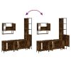 4 Piece Bathroom Furniture Set Smoked Oak Engineered Wood