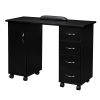 Double Edged Manicure Nail Table with Drawer Black