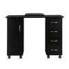 Double Edged Manicure Nail Table with Drawer Black