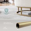 Oval Storage Bench for Living Room Bedroom End of Bed,Sherpa Fabric Plush Upholstered Storage Ottoman Entryway Bench With Metal Legs,Cream