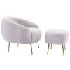 Orisfur. Modern Comfy Leisure Accent Chair, Teddy Short Plush Particle Velvet Armchair with Ottoman for Living Room