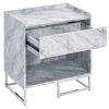 White Printed Faux Marble and Chrome Accent Table