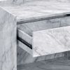 White Printed Faux Marble and Chrome Accent Table