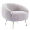 Orisfur. Modern Comfy Leisure Accent Chair, Teddy Short Plush Particle Velvet Armchair with Ottoman for Living Room