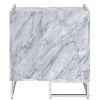 White Printed Faux Marble and Chrome Accent Table