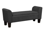 Mila 55" Black Velvet Ottoman Bench with Storage