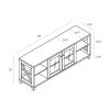 60" Farmhouse Home Entertainment Center, TV Stand with 4 Shelves and Transparent Center Cabinet