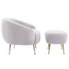 Orisfur. Modern Comfy Leisure Accent Chair, Teddy Short Plush Particle Velvet Armchair with Ottoman for Living Room