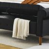 62" Bedroom Tufted Button Storage Bench, Linen Upholstered Ottoman, Window Bench, Rolled Arm Design for Bedroom, Living Room, Foyer (Beige)
