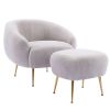 Orisfur. Modern Comfy Leisure Accent Chair, Teddy Short Plush Particle Velvet Armchair with Ottoman for Living Room