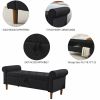 62" Bedroom Tufted Button Storage Bench, Linen Upholstered Ottoman, Window Bench, Rolled Arm Design for Bedroom, Living Room, Foyer (Beige)