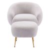 Orisfur. Modern Comfy Leisure Accent Chair, Teddy Short Plush Particle Velvet Armchair with Ottoman for Living Room