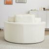 52'Swivel Accent Barrel Modern Beige Sofa Lounge Club Big Round Chair with Storage Ottoman chenille Fabric for Living Room Hotel with 4 Pillows