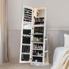 Jewelry Armoire with Full Length Mirror 360° and Large Capacity Jewelry Organizer Armoire; Lockable Mirror with Jewelry Storage; Multi Storage Shelves