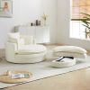 52'Swivel Accent Barrel Modern Beige Sofa Lounge Club Big Round Chair with Storage Ottoman chenille Fabric for Living Room Hotel with 4 Pillows