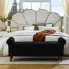 62" Bedroom Tufted Button Storage Bench, Linen Upholstered Ottoman, Window Bench, Rolled Arm Design for Bedroom, Living Room, Foyer (Beige)