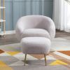 Orisfur. Modern Comfy Leisure Accent Chair, Teddy Short Plush Particle Velvet Armchair with Ottoman for Living Room