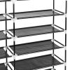 7 Tiers Portable Shoe Rack Closet Fabric Cover Shoe Storage Organizer Cabinet Black