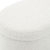 Oval Storage Bench for Living Room Bedroom End of Bed,Sherpa Fabric Plush Upholstered Storage Ottoman Entryway Bench With Metal Legs,Cream
