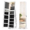 Jewelry Armoire with Full Length Mirror 360° and Large Capacity Jewelry Organizer Armoire; Lockable Mirror with Jewelry Storage; Multi Storage Shelves