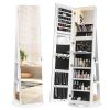 Jewelry Armoire with Full Length Mirror 360° and Large Capacity Jewelry Organizer Armoire; Lockable Mirror with Jewelry Storage; Multi Storage Shelves