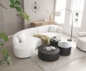 Luxury Modern Style Living Room Upholstery Curved Sofa with Chaise 2-Piece Set, Left Hand Facing Sectional, Boucle Couch, White
