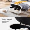 Oval Storage Bench for Living Room Bedroom End of Bed,Sherpa Fabric Plush Upholstered Storage Ottoman Entryway Bench With Metal Legs,Cream