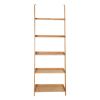 5-Tier Ladder Shelf Bamboo Bookshelf Wall-Leaning Storage Display Plant Stand