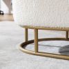 Oval Storage Bench for Living Room Bedroom End of Bed,Sherpa Fabric Plush Upholstered Storage Ottoman Entryway Bench With Metal Legs,Cream