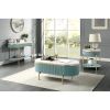 Glam Contemporary Light Teal 1pc End Table White Faux Marble Top Living Room Table Open Bottom Shelve