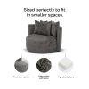 BOBBY Round Seating Upholstered Living Room Chair, Grey