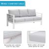 White Aluminum Comfortable Triple 3 Seater Sofa Lounge Couch Furniture For Lounge