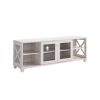 60" Farmhouse Home Entertainment Center, TV Stand with 4 Shelves and Transparent Center Cabinet