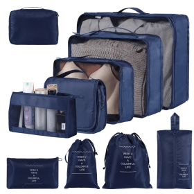 Home Fashion Simple Solid Color Storage Bag (Color: Navy Blue)