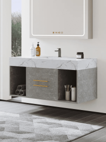 39.4'' Wall Mounted Single Bathroom Vanity with Faux Marble Vanity Top (Type: General)