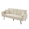 Square Arm Armrests Grey Linen Convertible Sofa and Bed