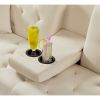 Square Arm Armrests Grey Linen Convertible Sofa and Bed