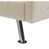Square Arm Armrests Grey Linen Convertible Sofa and Bed