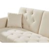 Square Arm Armrests Grey Linen Convertible Sofa and Bed